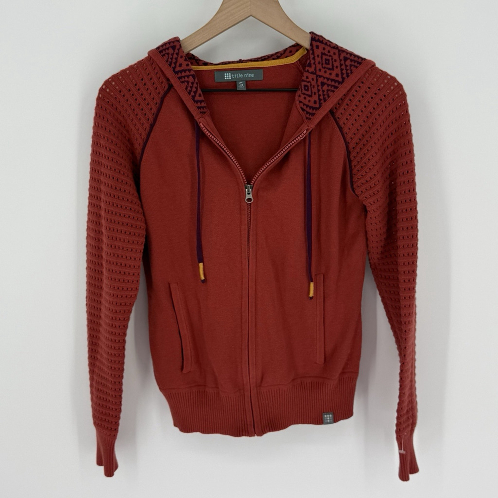 Title Nine Orange/purple Full Zip Hoodie Women’s Size Small